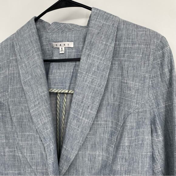 CAbi #215 Beachwalk Blazer in Linen Chambray Sz 6 Business Casual - Picture 3 of 9